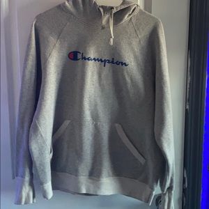 A light grey champion hoodie